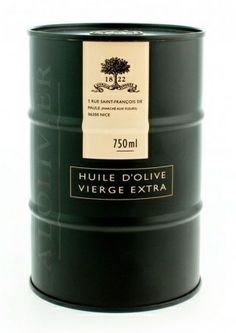 a black canister with a label on it that says, hulle doulive vire de extra