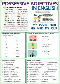 an english worksheet with words and pictures to help students learn how to use them