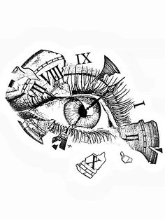 a drawing of an eye with roman numerals on the iris and letters around it