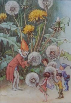 an image of children playing with dandelions