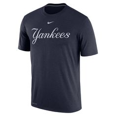 Men's Nike Navy New York Yankees Legend Primary Logo Performance T-Shirt https://www.yankeesedges.com/new-york-yankees/yogi-berra-jersey/mlb-nike-new-york-yankees-8-yogi-berra-navy-blue-backer-t-shirt Mlb The Show, Base Ball, Detroit Tigers, Major League, Logo T Shirt