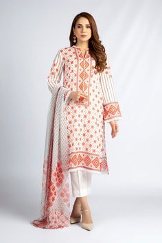 Bareeze Pr1251 Red Eid Collection 2022 Red Printed Motifs Summer Sets, Summer Red Printed Motifs Set, Summer Red Sets With Printed Motifs, Red Summer Sets With Printed Motifs, Traditional White Dress With Digital Print, Festive Patterned Printed Dress, Festive Red Cotton Dress, Orange Cotton Dresses With Printed Motifs, Red Cotton Floral Print Sets