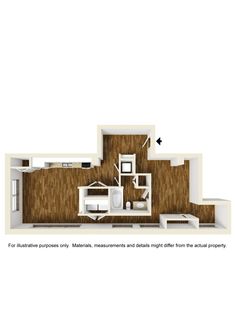 an apartment floor plan with two bedroom and one bathroom