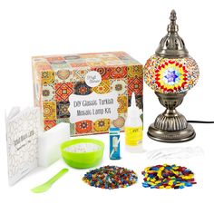 the diy mosaic lamp kit is ready to be used for arts and crafts projects