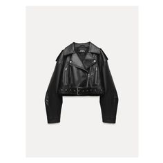 Lapel collar jacket with long sleeves and epaulettes. Front metal zip pockets. Self-belt with metal buckle. Front zip closure. Jaket Motor, Zara Leather Jacket, Cropped Biker Jacket, Womens Biker Jacket, Zara Jacket, Waistcoat Dress, Zara Leather, Cargo Shirts, Suit Accessories