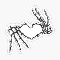 a drawing of two hands holding each other in the shape of a heart sticker