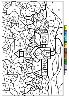 a coloring page with numbers and shapes to color