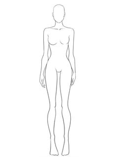 a female mannequin standing in front of a white background with the body drawn