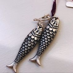 Fun Lightweight Fish Earrings, Made Of Resin With A Pewter Wash, Sterling Silver Finding. Eclectic Outfits, Fish Earrings, Jewelry Lookbook, Earrings Color, Bead Charms, Lookbook, Jewelry Earrings, Women Jewelry, Fish