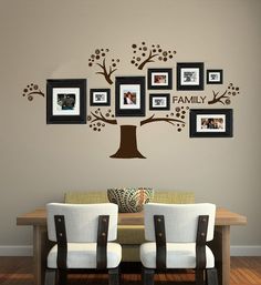 the family tree wall decal is shown with pictures on it