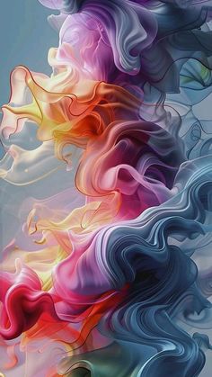 an abstract painting with many colors and shapes