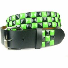 Scene Belt, Checkered Belt, Scene Clothing, Star Belt, Punk Belt, Checker Board, Green Star