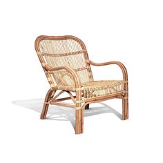 a chair made out of wood and wicker