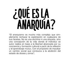 an advertisement with the words que es la anarquia in spanish and english