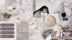 a collage of photos with teddy bears and other items