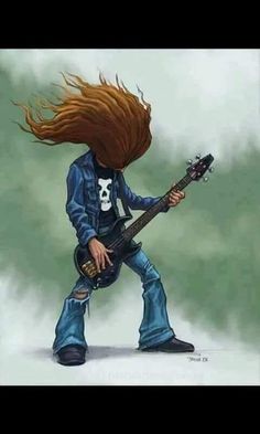 a drawing of a person with long hair holding a guitar