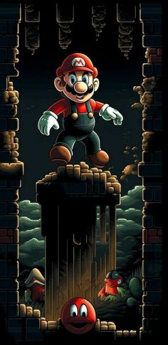 a cartoon character standing on top of a tower