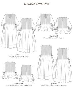 the front and back views of an off shoulder dress with sleeves, pleaed skirt and tie