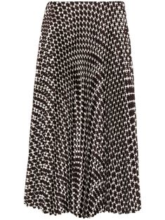 brown/beige textured finish flared design geometric print plissé effect mid-length straight hem concealed side zip fastening Skirt Outfits Ideas, Bridesmaid Dresses Ideas, Midi Skirt Brown, Edgy Glam, Skater Outfits, City Dress, Design Geometric, Ralph Lauren Collection, Summer Beach Wear