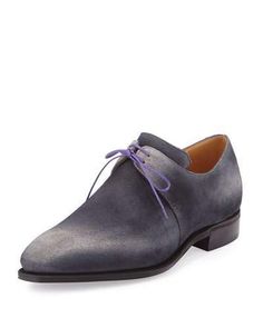 Corthay Arca Suede Derby Shoe with Flint Patina & Purple Piping, Grey Parisian Style, Corthay Shoes, Derby Shoe, Derby Shoes, Monk Strap, Slip Ons, In Fashion, Piping, Access Denied