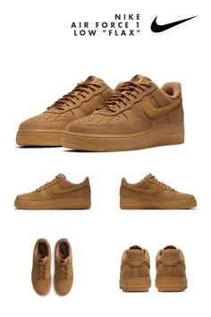 Nike Brown Shoes, Brown Sneakers For Streetwear, Vintage Brown Nike Sneakers, Brown Nike Air Force 1 Shoes For Streetwear, Nike Urban Brown Sneakers, Fashion Shoes Sneakers, Classy Outfits Men, Nike Air Force 1 Low, Nike Air Shoes