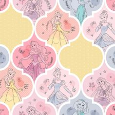 seamless disney princesses wallpaper pattern in pastel colors