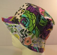 Upcycling, Patchwork, Patchwork Hat, Patchwork Bucket Hat, Funky Hats, Chabby Chic, Reversible Bucket Hat, Upcycled Clothes, Crazy Patchwork