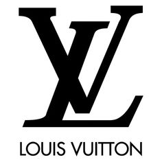 the louis vutton logo is shown in black and white, with an elegant v on it