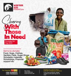 an advertisement for the charity with those in need event, featuring children and their families