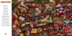 a pile of toys sitting on top of a wooden table