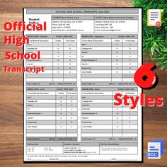 the official high school transport document is displayed on a wooden table with an evergreen branch