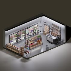 an overhead view of a store with food and drinks