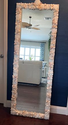 Full Length White Sea Shell Custom Mirror - Etsy Seashell Creations, Seashell Mirror, Custom Mirror, Long Mirror, Shell Mirror, Full Body Mirror, Sea Shell Decor, Custom Mirrors, Shell Decor