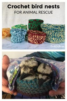 crochet bird nests for animal rescue are easy to make and so cute