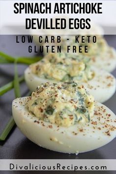 deviled eggs with spinach artichoke deviled eggs low carb keto gluten free