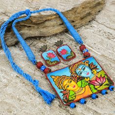 Clay Jewelry Diy Necklace, Boho Theme Wedding, Hand Painted Pendant, Hand Painted Necklace, Handmade Clay Jewelry, Terracotta Jewellery, Halloween Necklace, Hand Painted Earrings, Clay Work