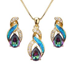 Opal Jewelry Set, Australian Opal Jewelry, Jewelry For Mom, Cheap Necklaces, Big Jewelry, Opal Pendant Necklace, Buy Necklace, Women's Jewelry Sets, Gifts Jewelry