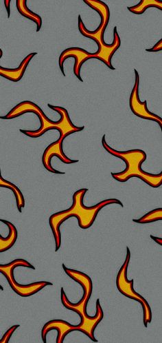 an orange and yellow fire pattern on a gray background