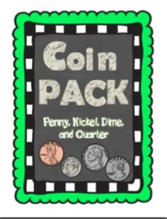 a book cover with coins on it and the title coin pack penny, nickel dime, and quarter dollars