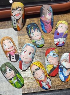 My Hero Academia Nails, Mha Nails, Cartoon Nails, Makeup Nails Art, Red Christmas Nails, Anime Sticker, Really Cute Nails