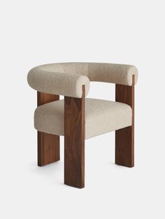 a chair made out of wood and fabric