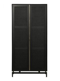 a tall black cabinet with two doors