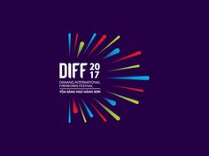 colorful fireworks with the words diff 19 on it in white and blue text, against a dark background