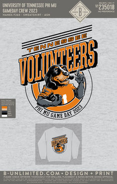 an orange and white t - shirt with the words tennessee volunteers in front of it