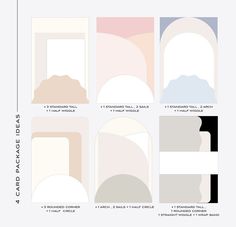 four different color palettes with the same background