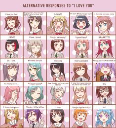 an anime character's personality chart with different expressions