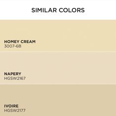 the different shades of paint that are neutral and light in each color, including honey cream