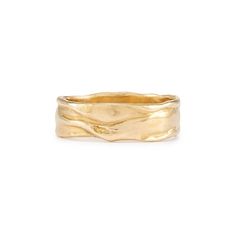 The striking Drift Band is a beautifully textured modern ring in 14k yellow gold creating a lightweight and organic band. Gold Texture Ring, Chunky Gold Wedding Band Women, Textured Gold Wedding Band, River Ring, Organic Gold Ring, Organic Wedding Band, Textured Gold Ring, Textured Wedding Band, Ring Inspo