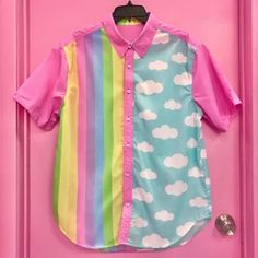 Lovely Geometry Button Up PREORDER (ends 2/28) | Good Fortune Genderfluid Pride, Cloud Rainbow, Colorful Clothing, Button Ups, Space Shirts, Fashion Mood Board, Fashion Wishlist, The Vault, Pretty Style