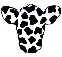 a cow's head is shown in black and white, with spots on it